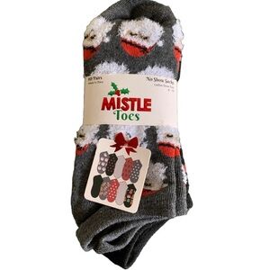 NWT MISTLE TOES Women’s 10-Pack No Show Christmas Holiday Novelty Socks